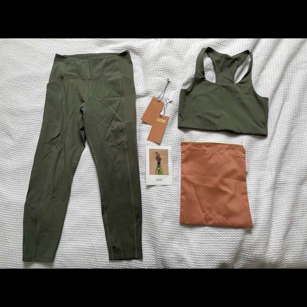 Girlfriend Collective Set! Moss color, size L